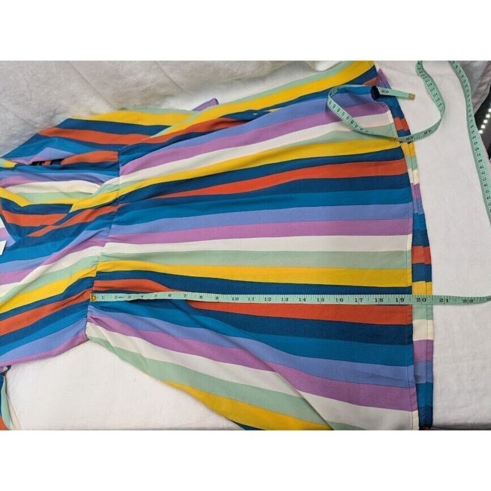 All in Favor women's size XL colorful striped mini dress, long sleeve, v neck C7 - Picture 12 of 12